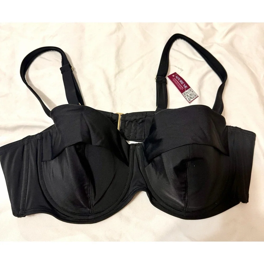 Adore Me Bra 40D Black Wired Balconette Demi Style NWT